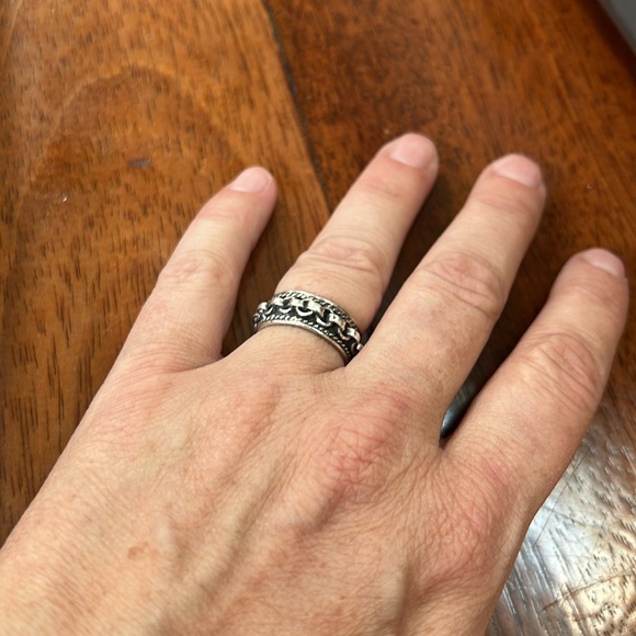 Vintage Sterling Silver Chain Link Ring - Picture 3 of 11